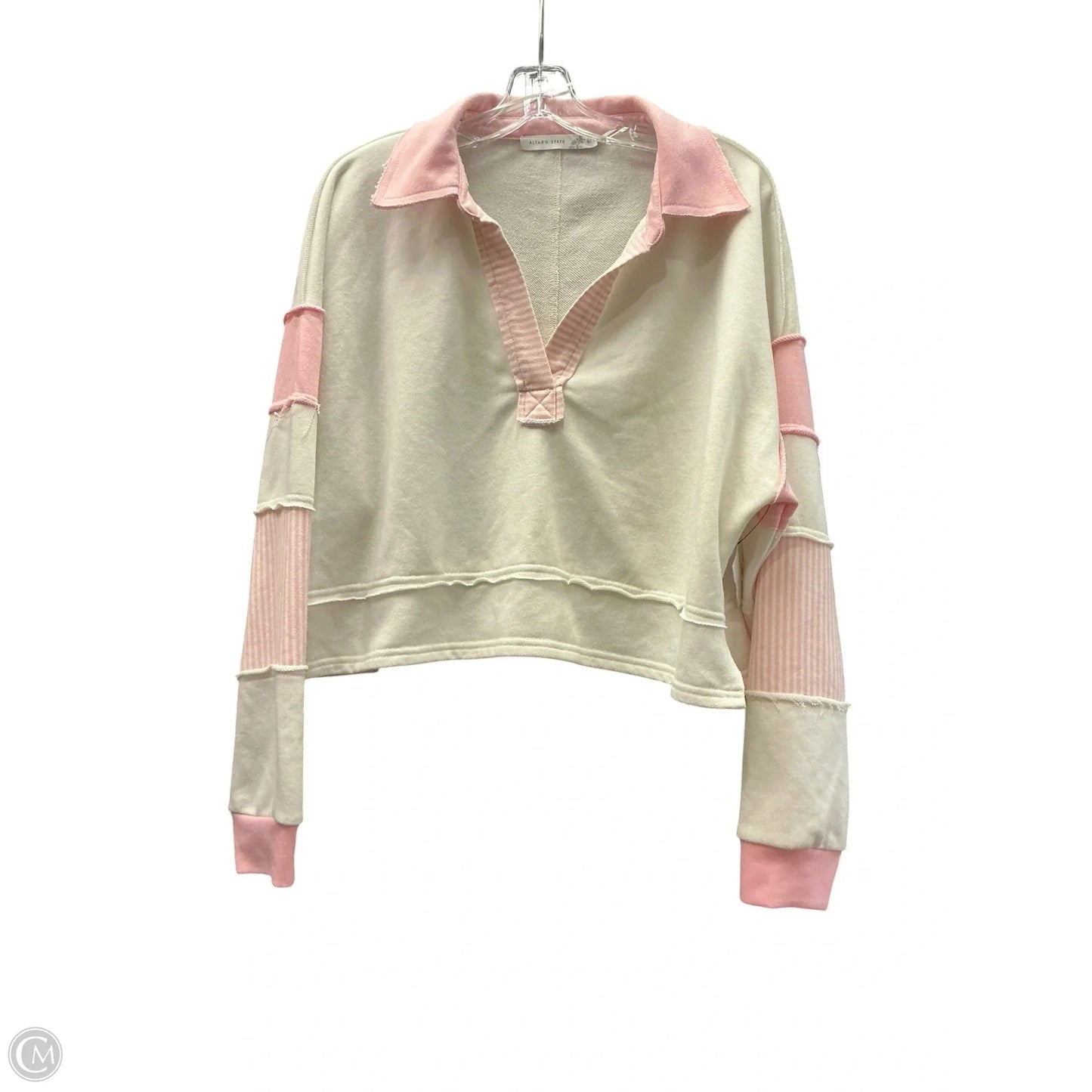 Top Long Sleeve By Altard State In Cream & Pink, Size: L