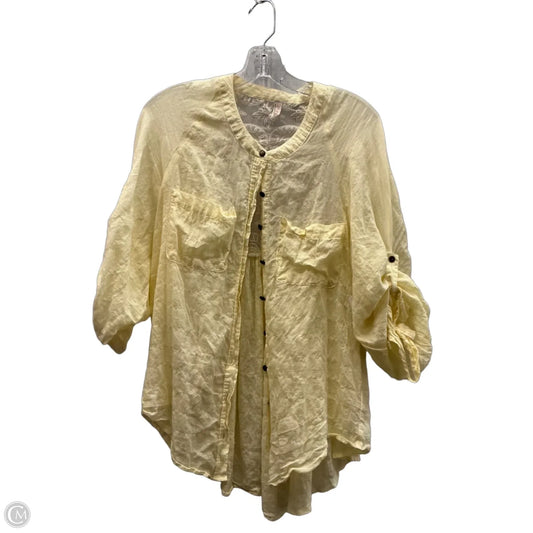 Top 3/4 Sleeve By Free People In Yellow, Size: Xs