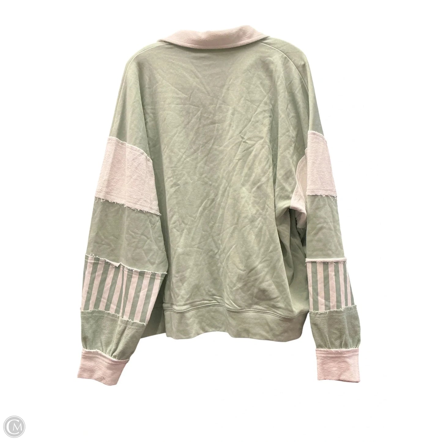 Sweatshirt Collar By Clothes Mentor In Green & White, Size: L