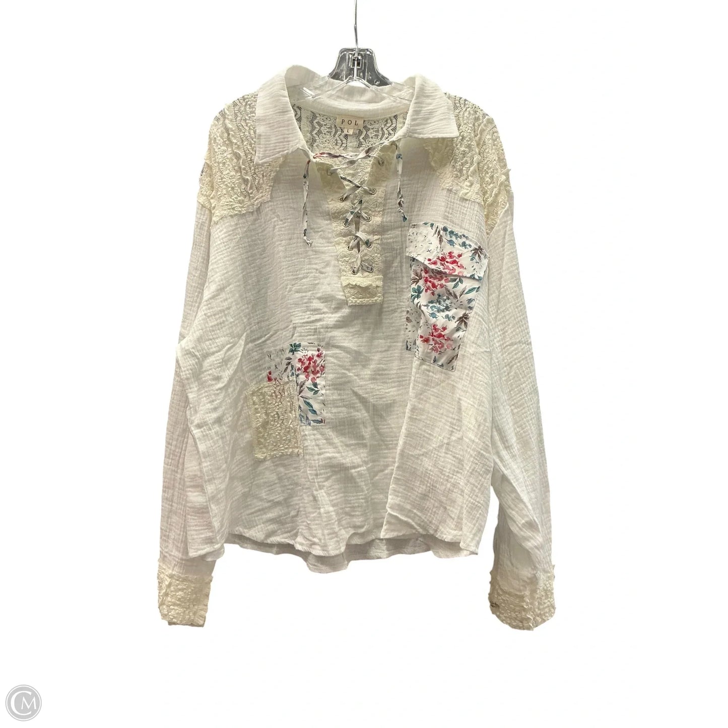 Top Long Sleeve By Pol In Floral Print, Size: L