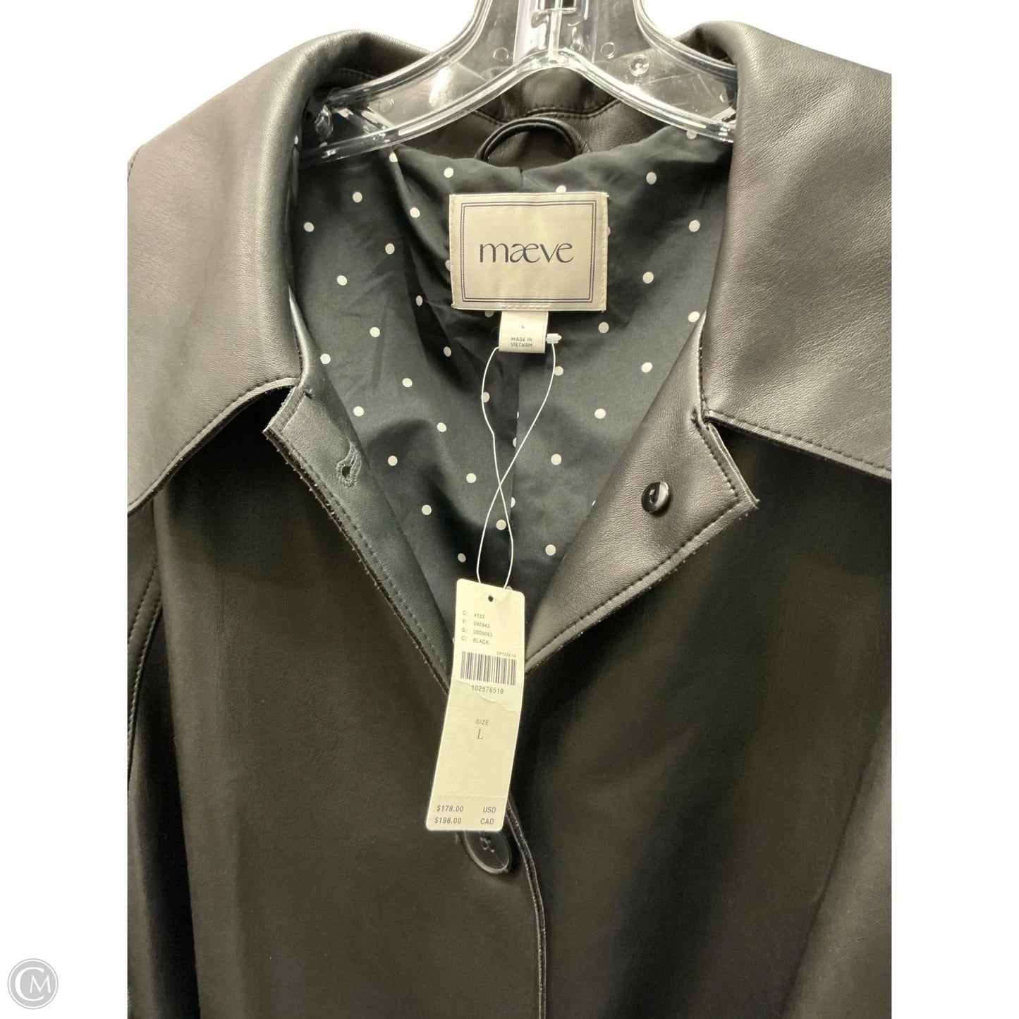 Coat Trench Coat By Maeve In Black, Size: L