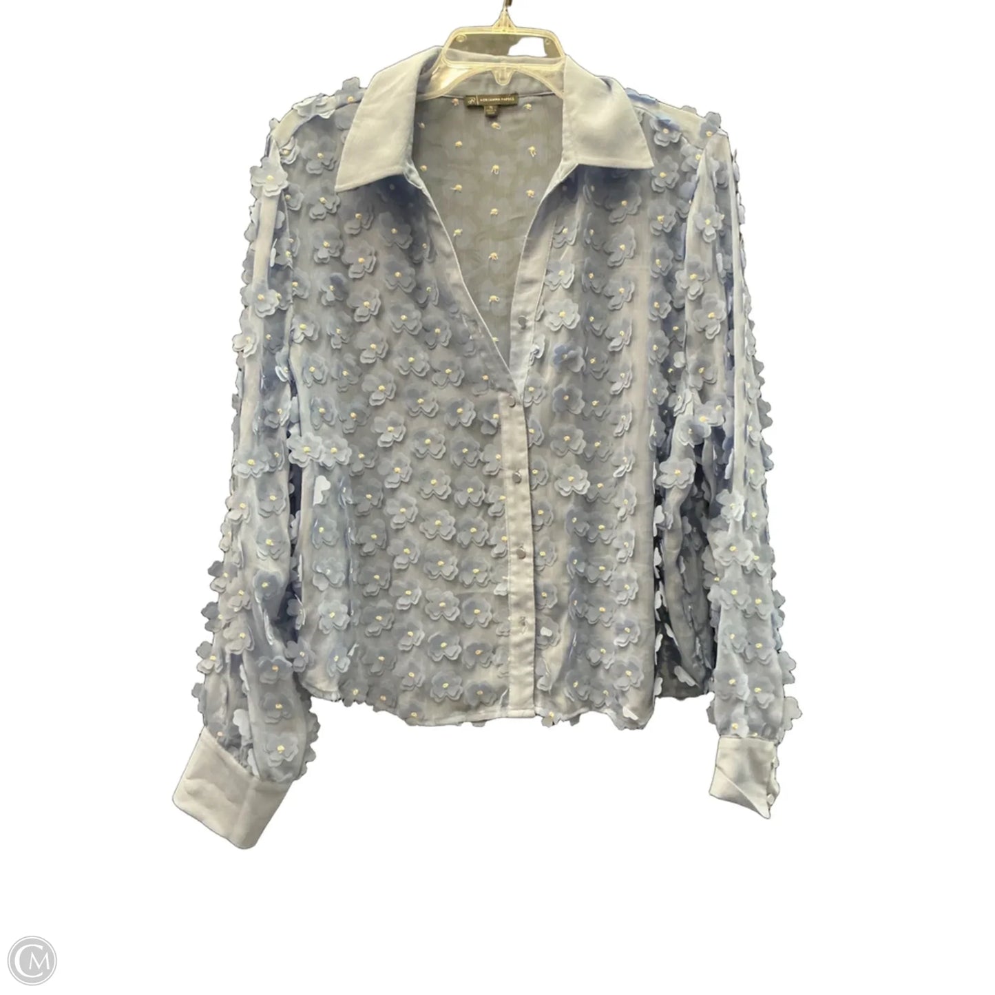 Top Long Sleeve By Adrianna Papell In Blue, Size: Xl