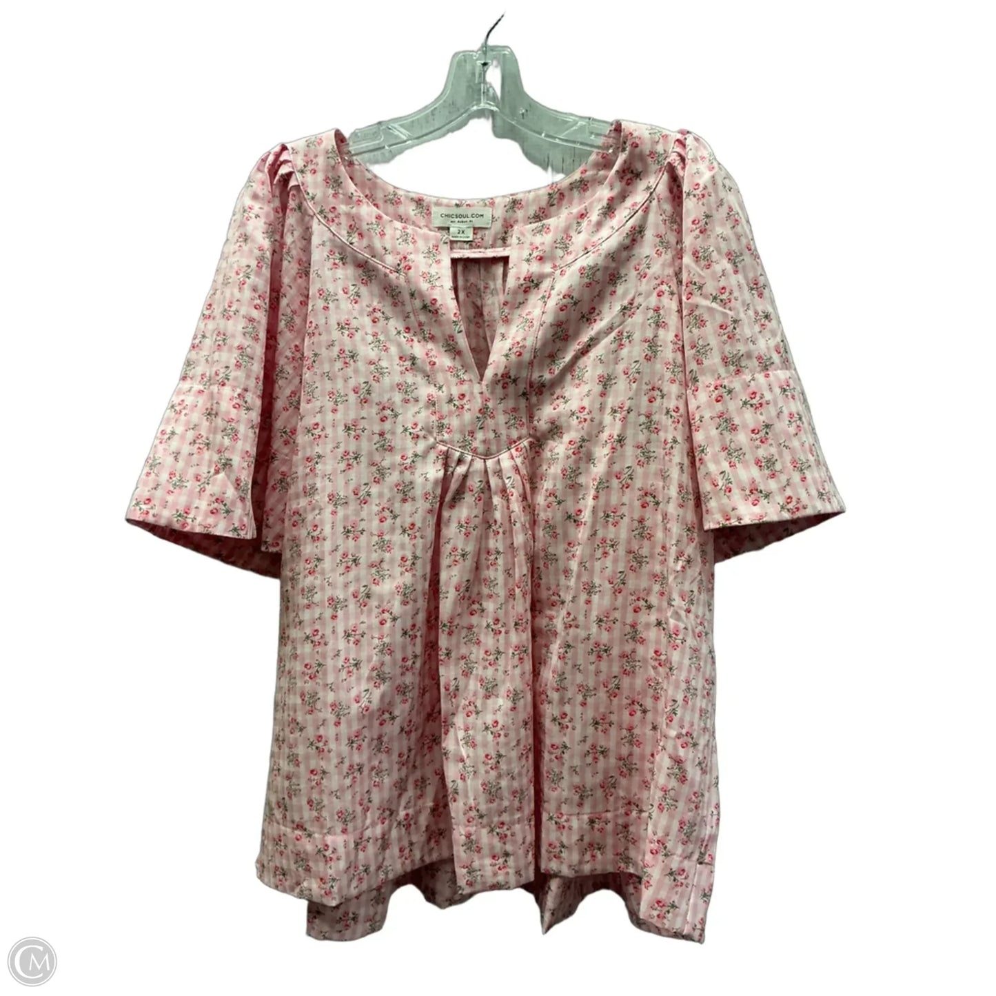 Top Short Sleeve By Chicsoul In Pink, Size: 2x