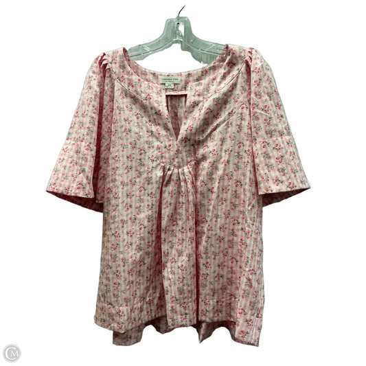 Top Short Sleeve By Chicsoul In Pink, Size: 2x