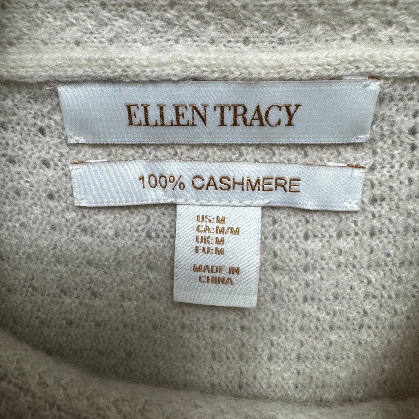 Sweater Cardigan Cashmere By Ellen Tracy In Cream, Size: M