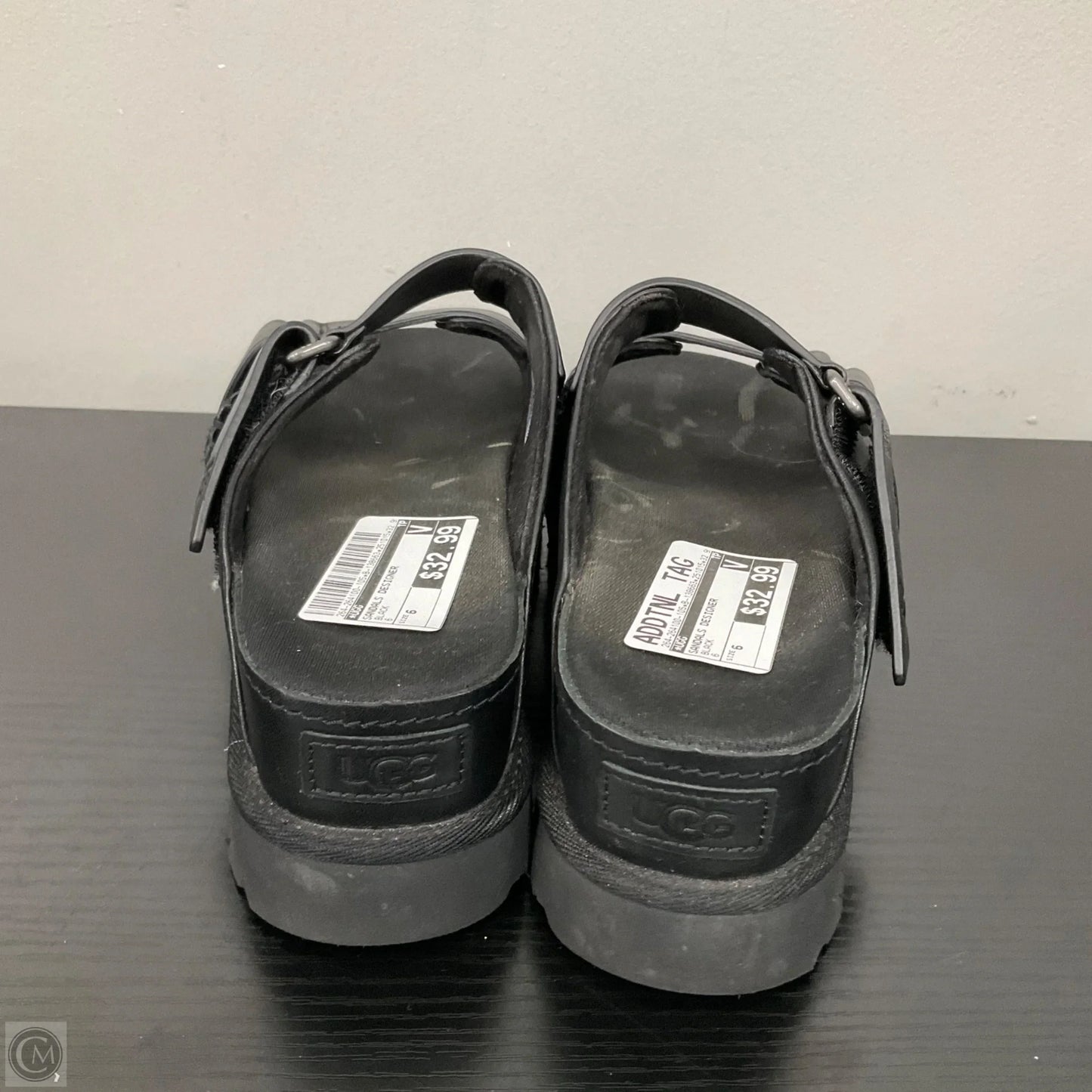 Sandals Designer By Ugg In Black, Size: 6