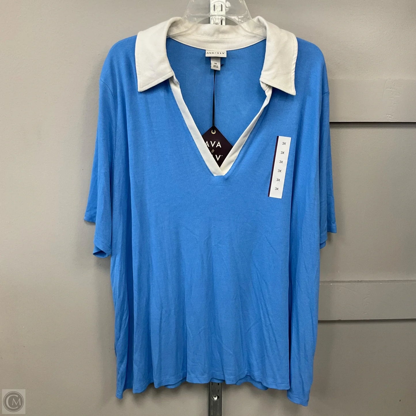Top Short Sleeve By Ava & Viv In Blue, Size: 3x