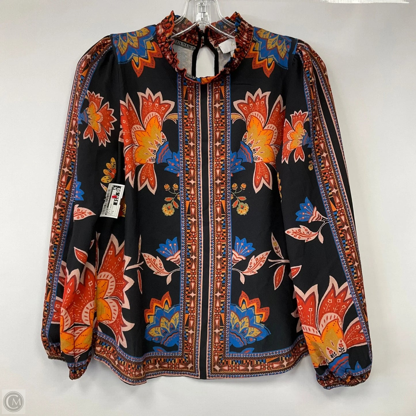 Top Long Sleeve By Braeve In Blue & Orange, Size: S