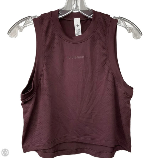 Athletic Tank Top By Lululemon In Maroon, Size: 4