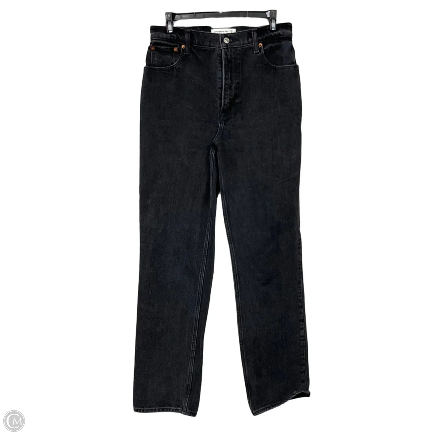 Jeans Straight By Abercrombie And Fitch In Black Denim, Size: 4