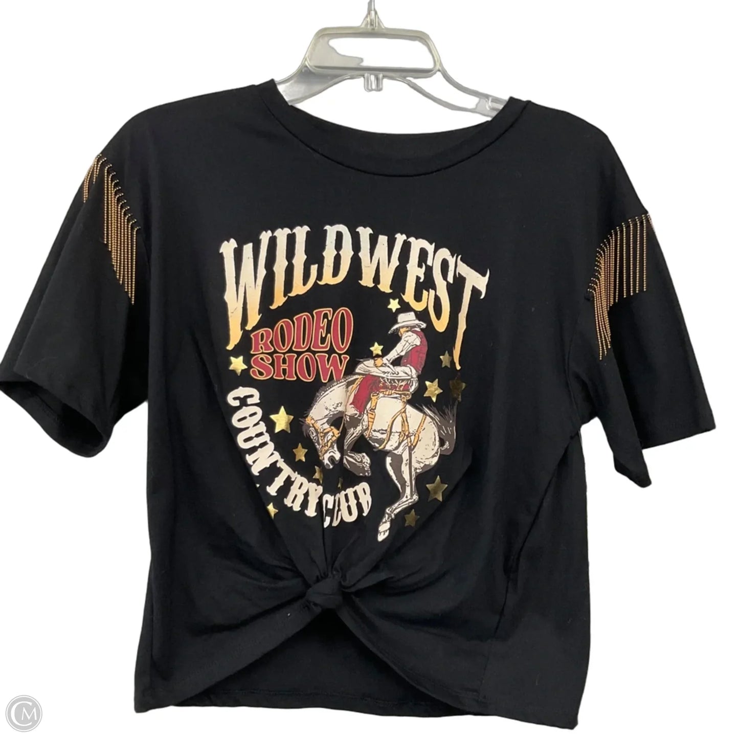 Top Short Sleeve By Clothes Mentor In Black, Size: M