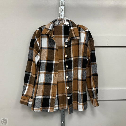 Top Long Sleeve By Shein In Plaid Pattern, Size: L