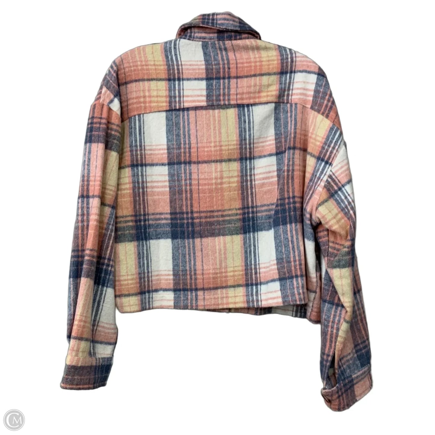 Jacket Shirt By Timing In Plaid Pattern, Size: L