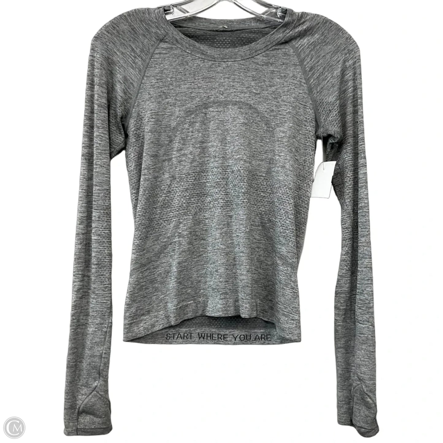 Athletic Top Long Sleeve Crewneck By Lululemon In Grey, Size: 4