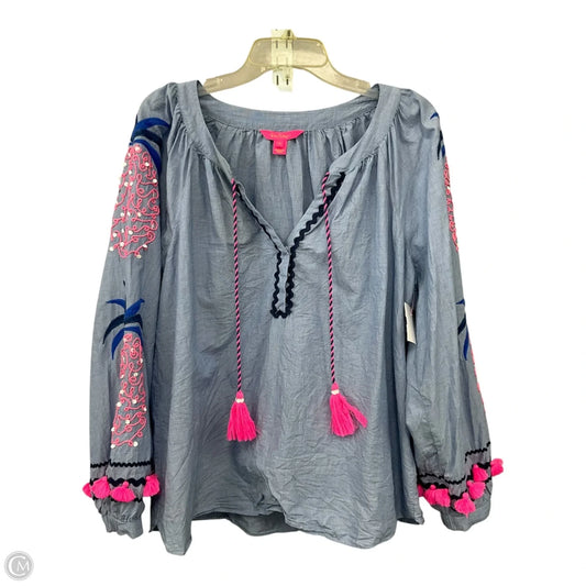 Top Long Sleeve Designer By Lilly Pulitzer In Blue, Size: Xl