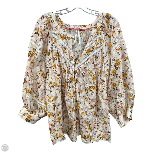 Top Long Sleeve By Anthropologie In Floral Print, Size: 2x