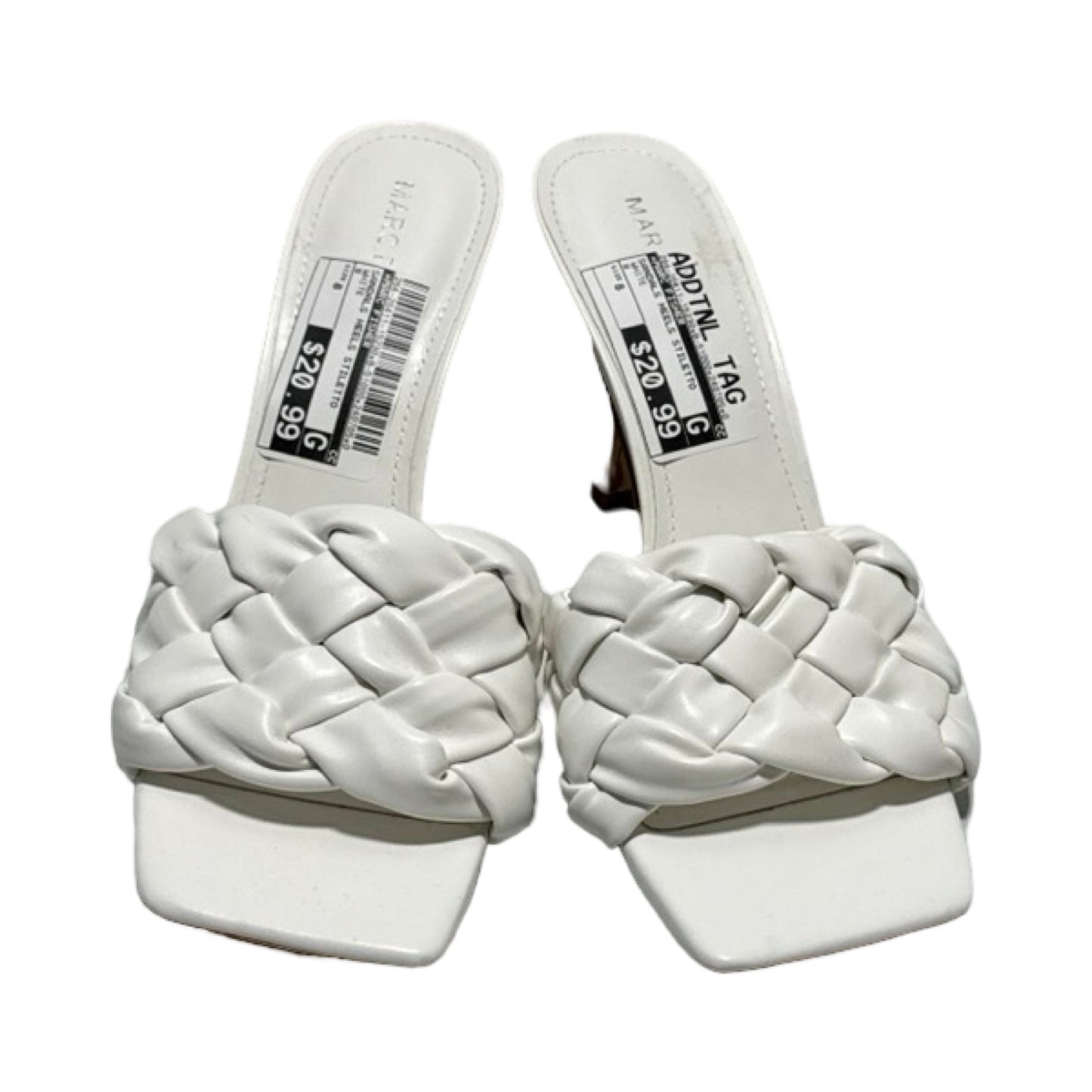 White Sandals Heels Stiletto Marc Fisher, Size 8