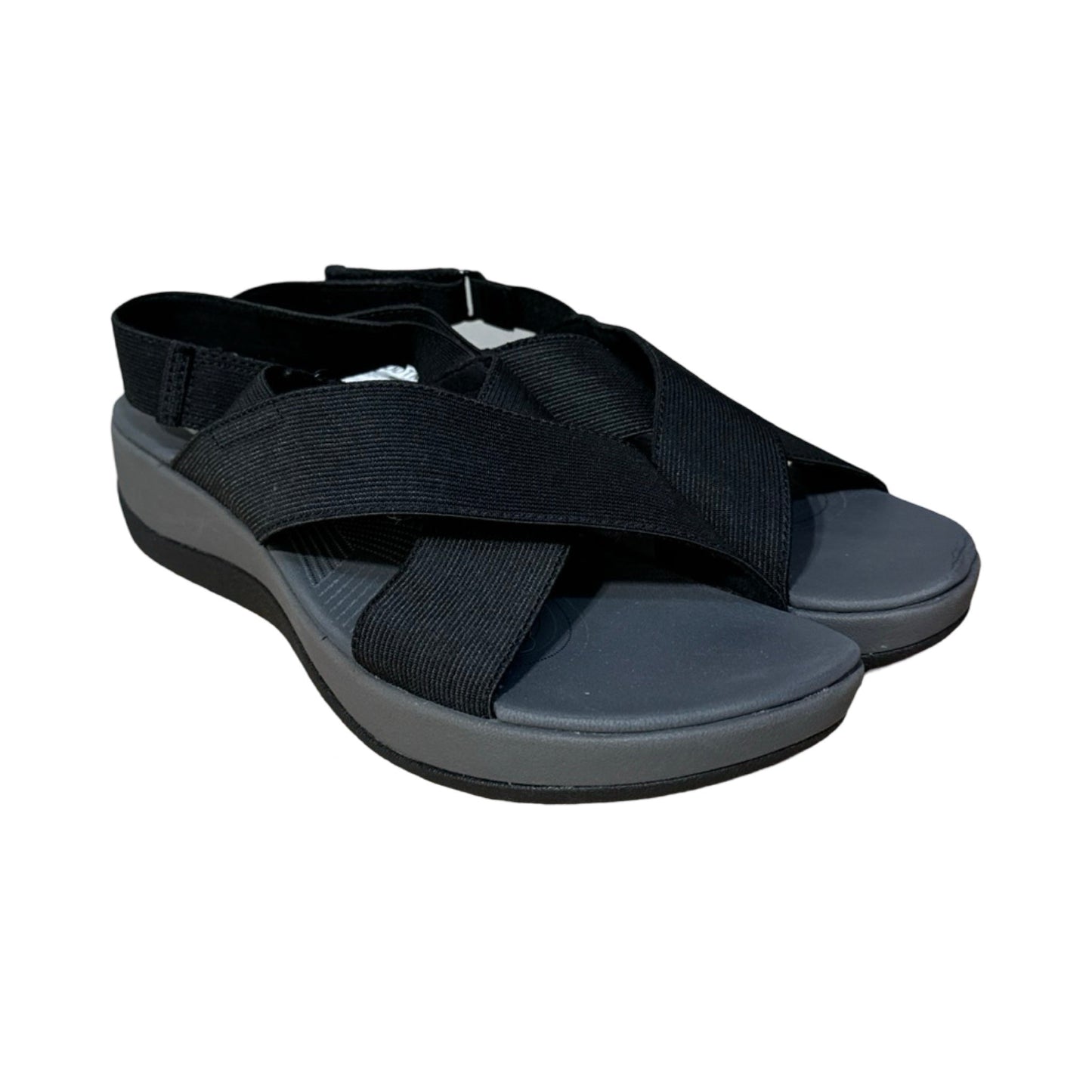 Black Sandals Heels Wedge Clarks, Size 11