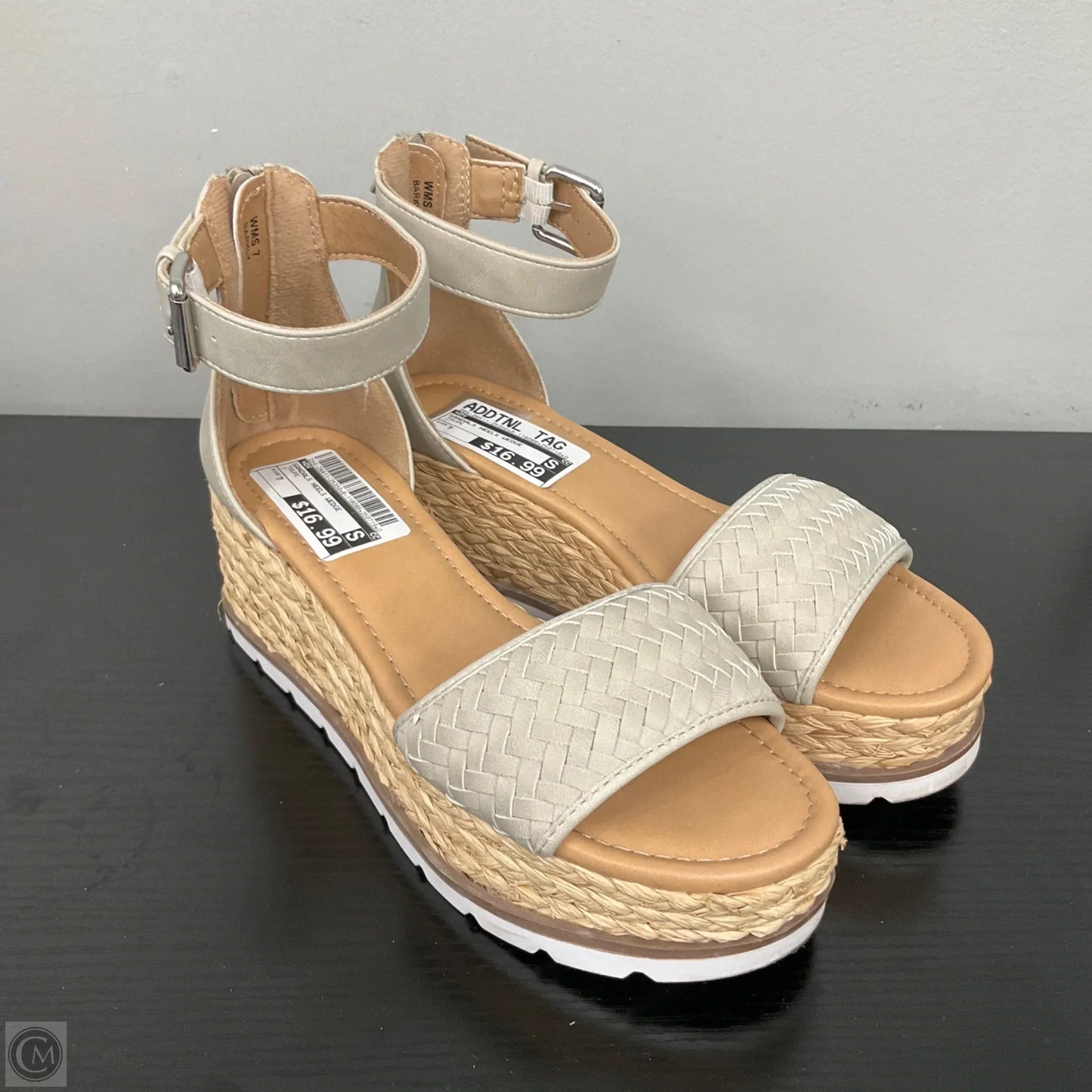 Sandals Heels Wedge By Dv In Taupe, Size: 7