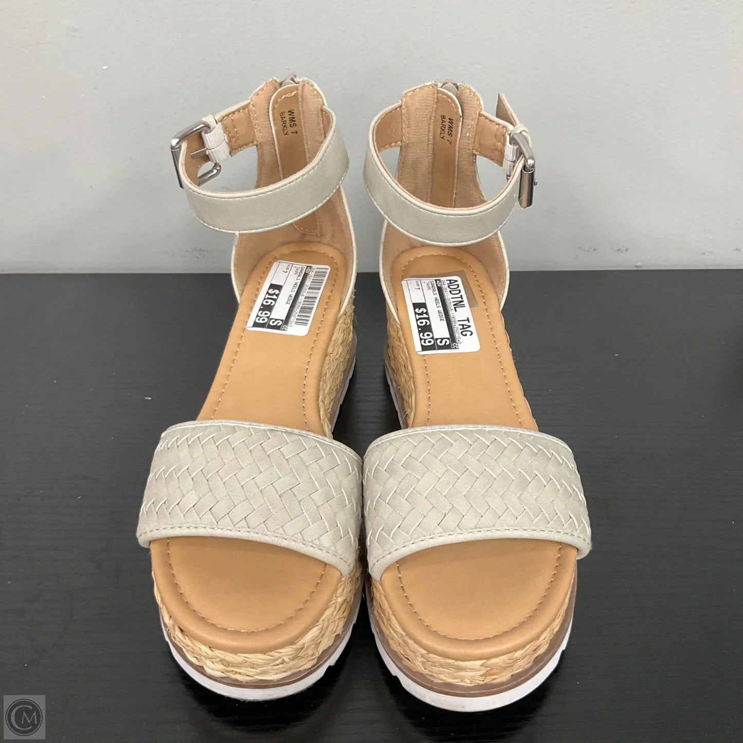 Sandals Heels Wedge By Dv In Taupe, Size: 7