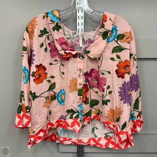 Top 3/4 Sleeve By Anthropologie In Floral Print, Size: L