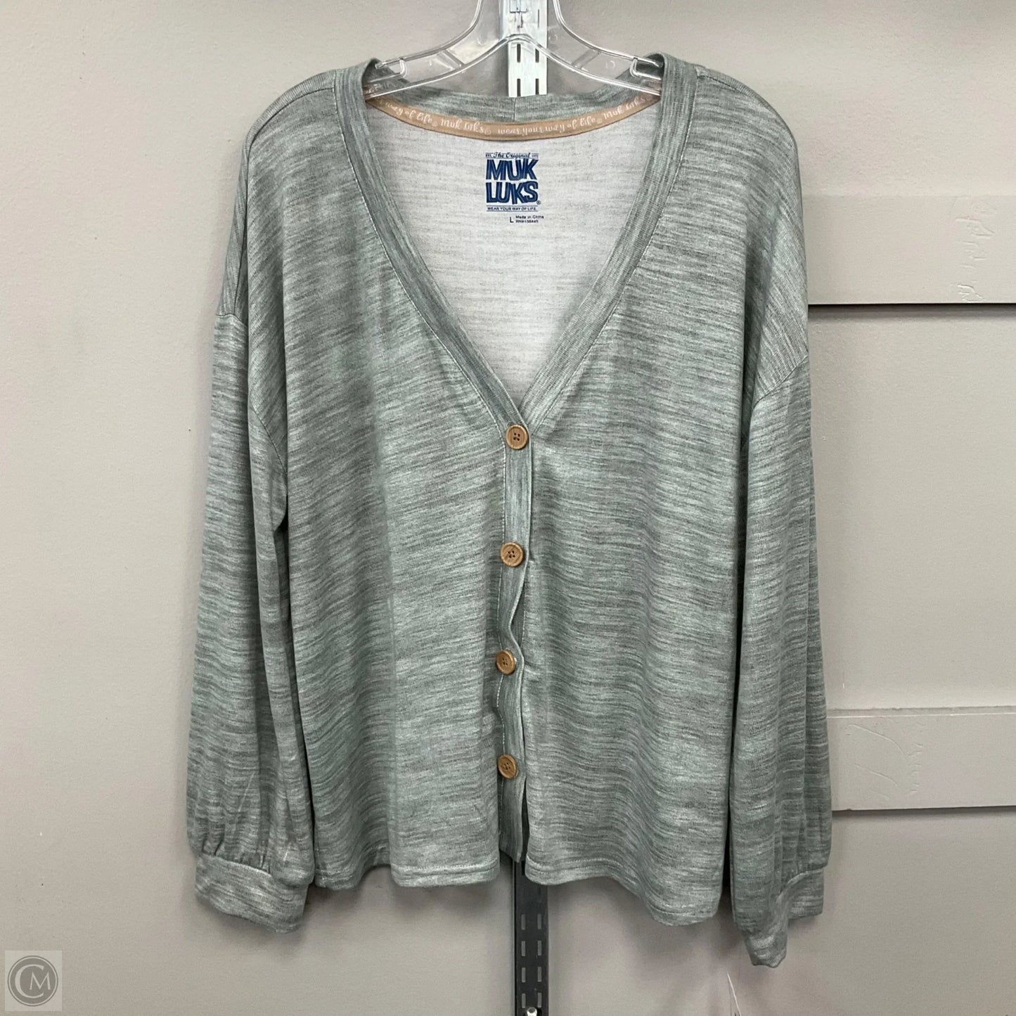 Top Long Sleeve By Muk Luks In Green, Size: L