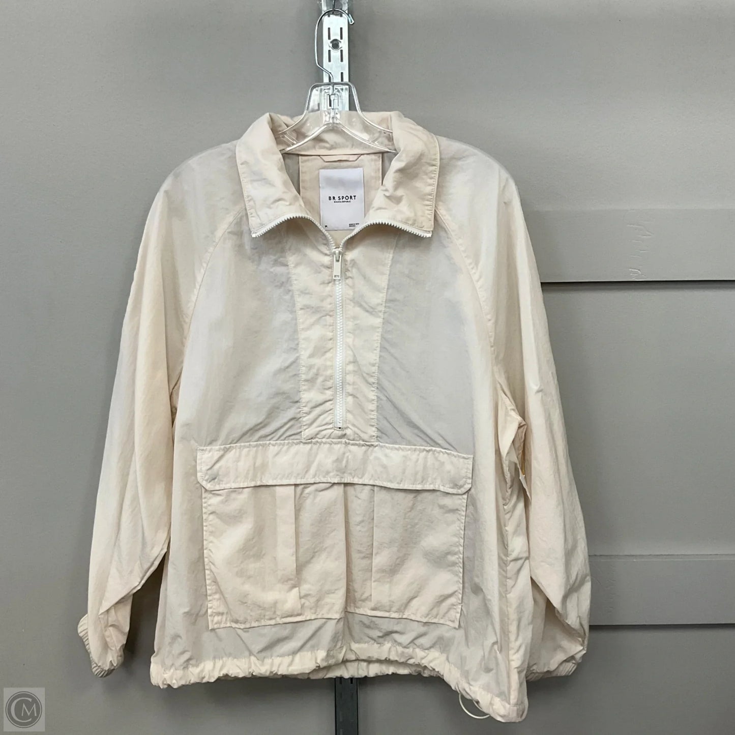 Jacket Windbreaker By Banana Republic In Cream, Size: M