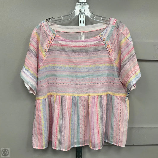 Top Short Sleeve By Anthropologie In Multi-colored, Size: M
