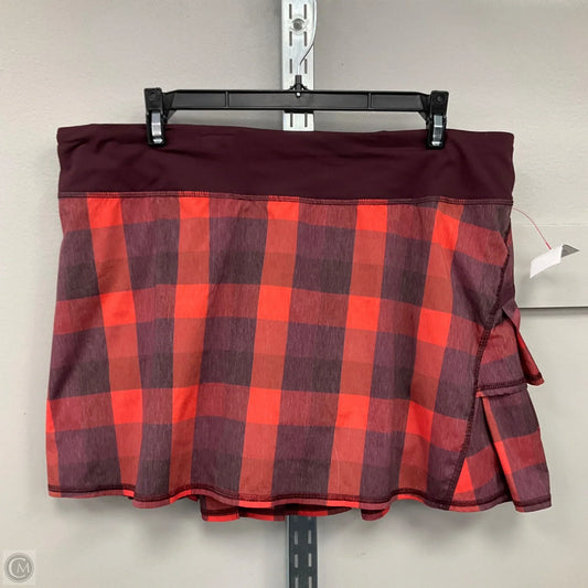Athletic Skort By Lululemon In Plaid Pattern, Size: 12l