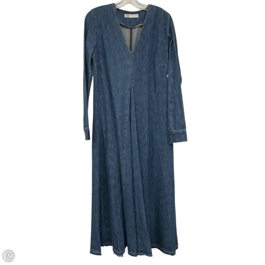Dress Casual Maxi By Zara In Blue Denim, Size: Xs