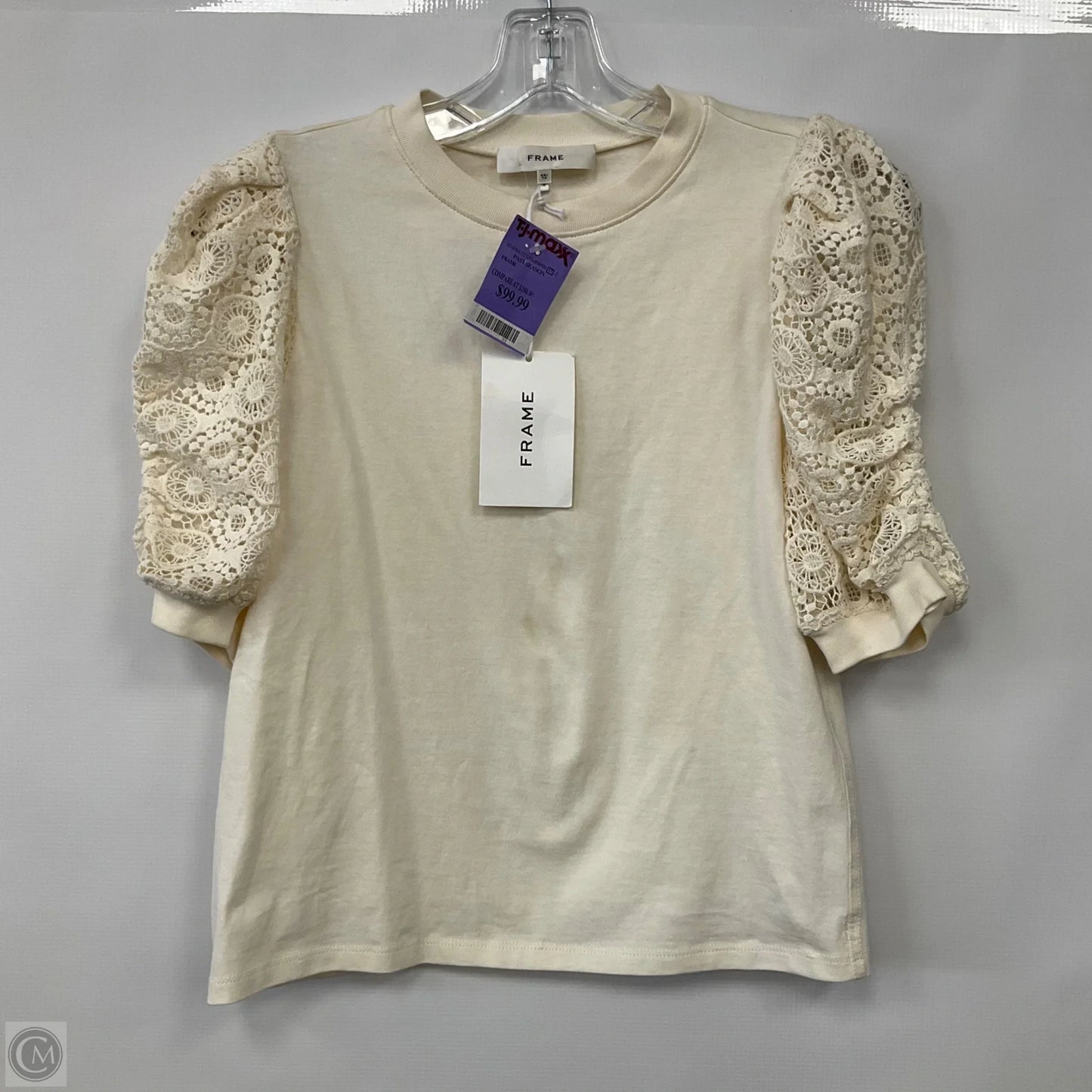 Top Short Sleeve By Frame In Cream, Size: Xs