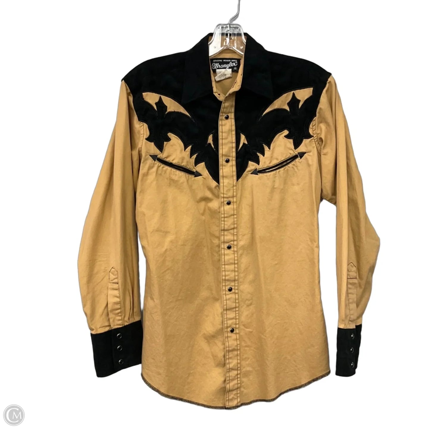 Top Long Sleeve By Wrangler In Black & Tan, Size: S