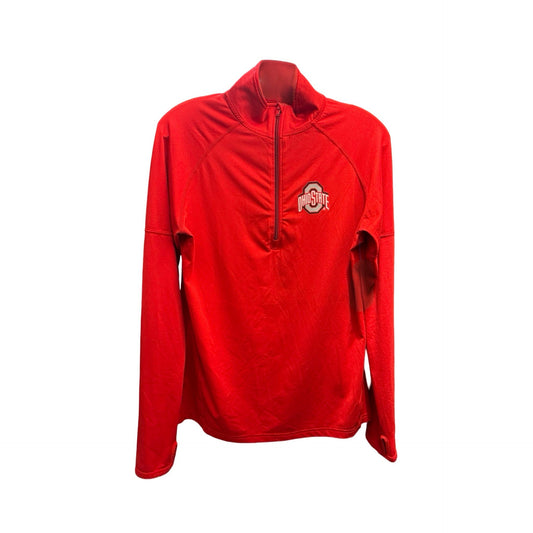 Ohio State Red Athletic Top Long Sleeve Collar Clothes Mentor, Size L