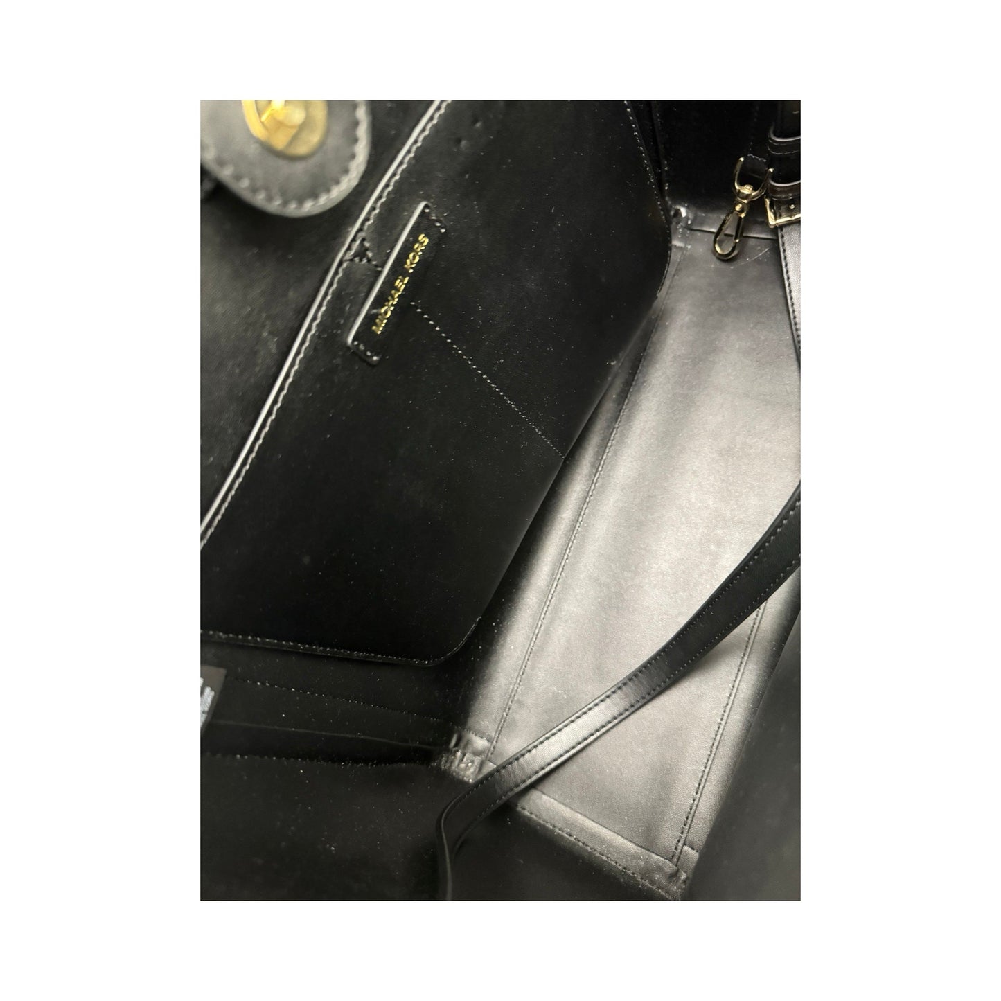Kali Vegan Leather with Laptop Case Black Tote Shoulder Handbag Designer By Michael Kors  Size: Large