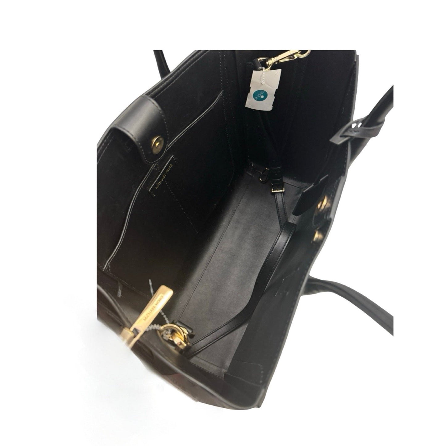 Kali Vegan Leather with Laptop Case Black Tote Shoulder Handbag Designer By Michael Kors  Size: Large