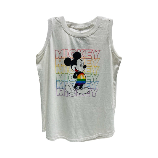 Disney Mickey Mouse Rainbow White Crewneck Tee Top Sleeveless By Wrangler  Size: S