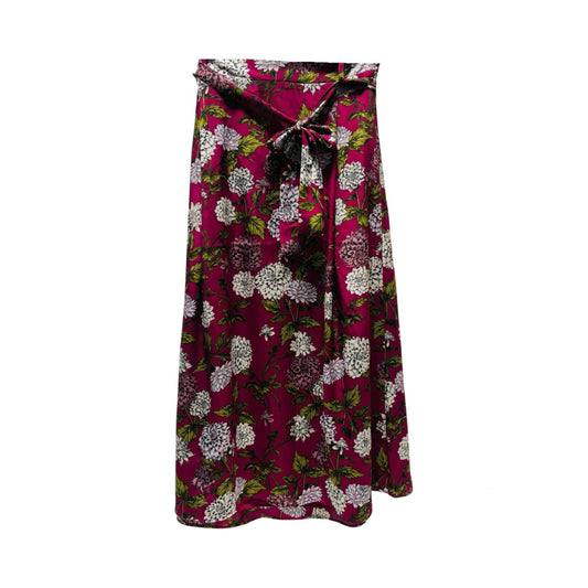 Burgundy Floral Skirt Midi By Ann Taylor  Size: 8