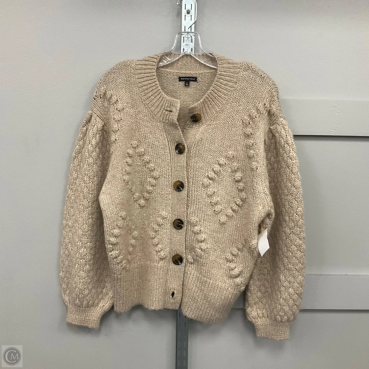 Sweater Cardigan By Who What Wear In Sand, Size: L