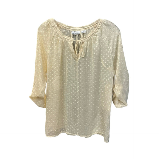 Top Long Sleeve By Liz Claiborne In Cream, Size: S