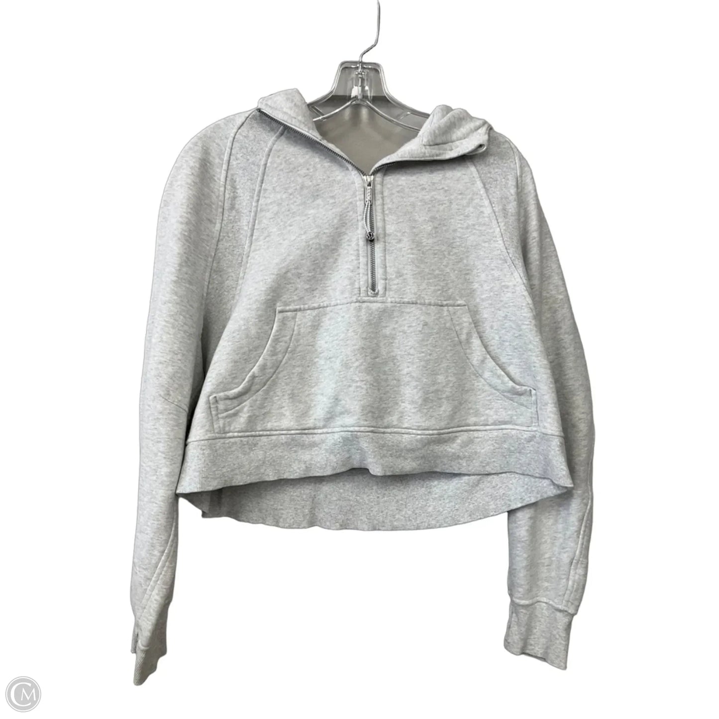 Athletic Sweatshirt Hoodie By Lululemon In Grey, Size: M