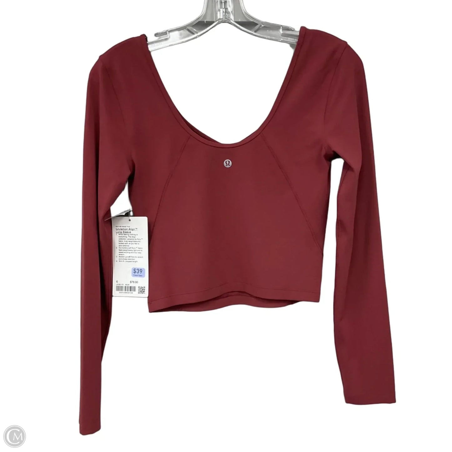 Athletic Top Long Sleeve Crewneck By Lululemon In Red, Size: 6