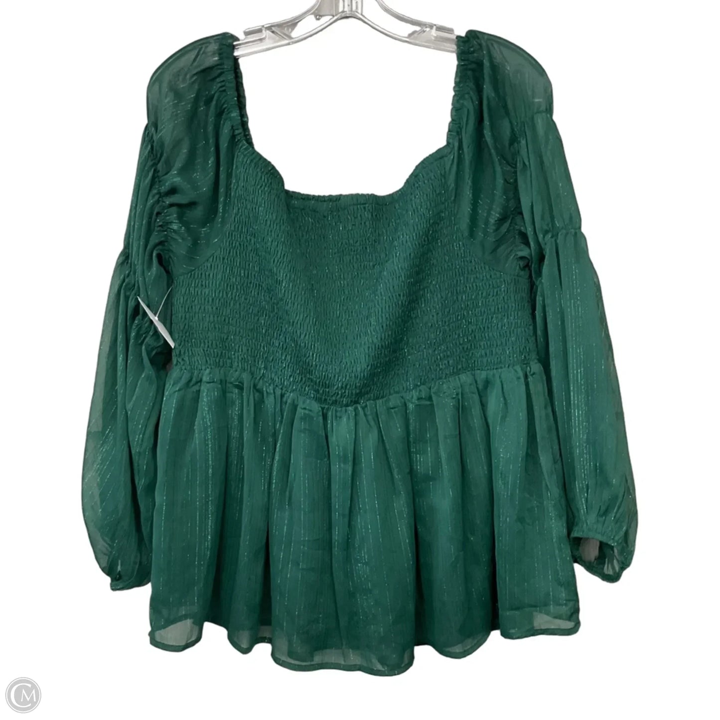 Top Long Sleeve By Arula In Green, Size: 1x