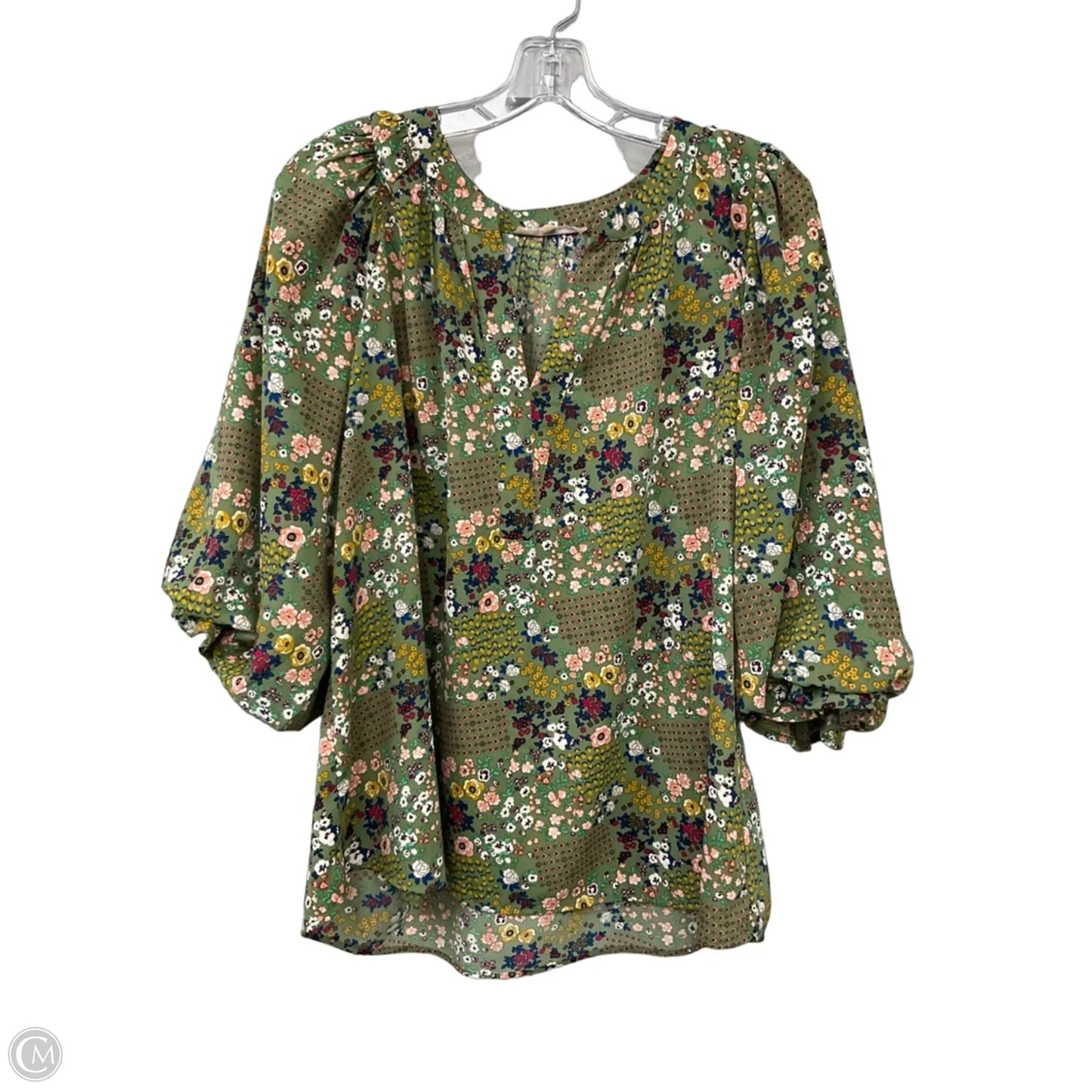 Top 3/4 Sleeve By Clothes Mentor In Green, Size: L