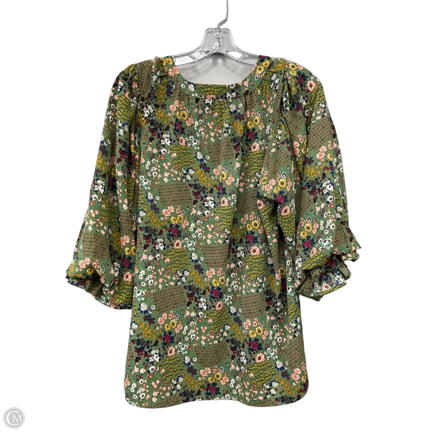 Top 3/4 Sleeve By Clothes Mentor In Green, Size: L