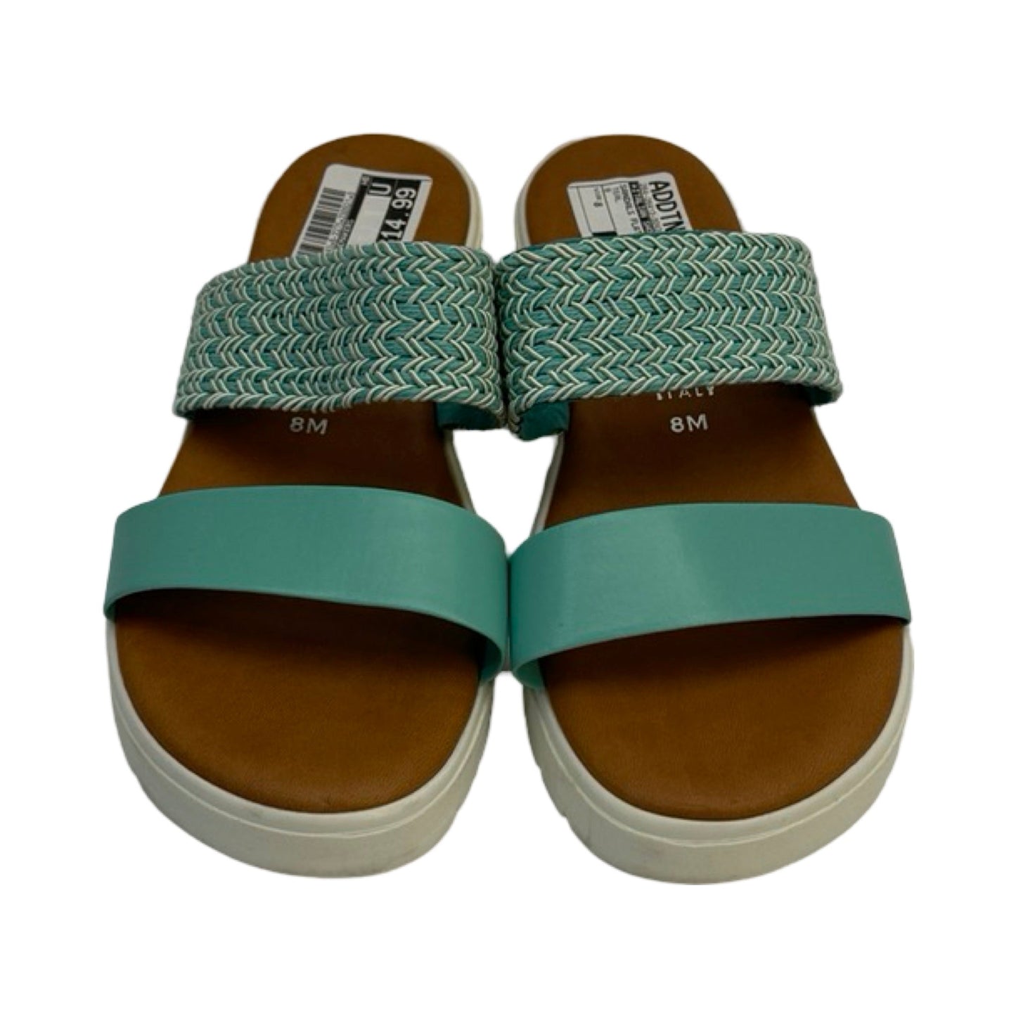 Teal Sandals Flats Italian Shoemakers, Size 8