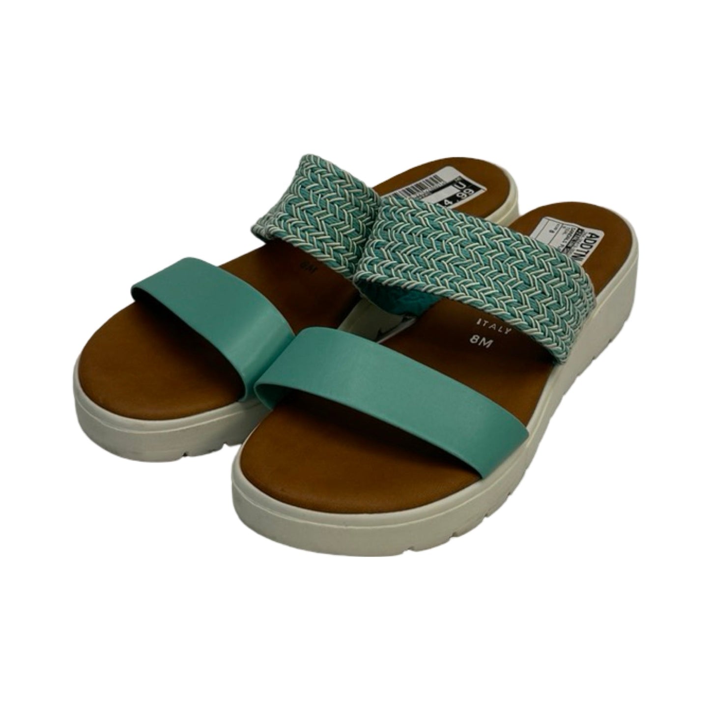 Teal Sandals Flats Italian Shoemakers, Size 8