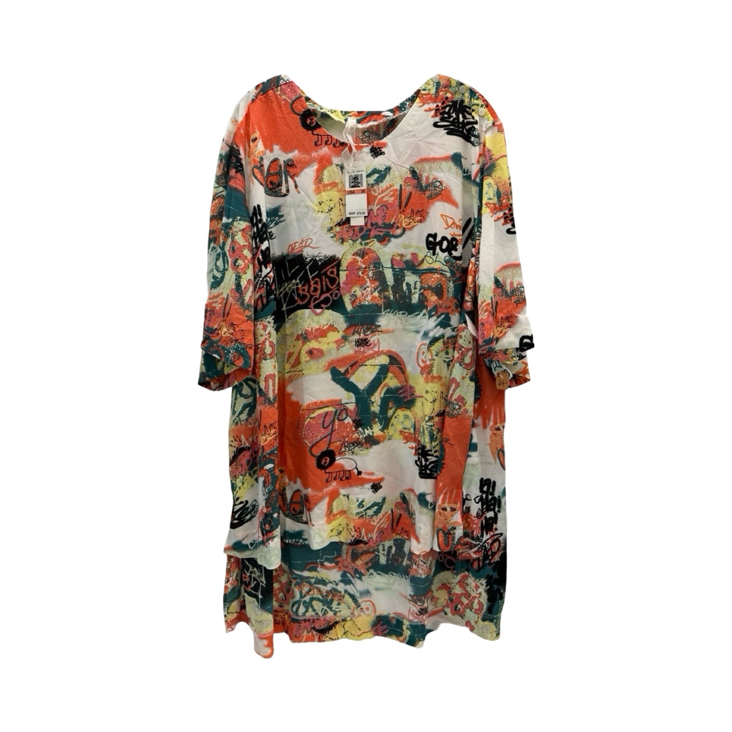 Multi-colored Blouse Short Sleeve Melissa Mccarthy, Size 3x