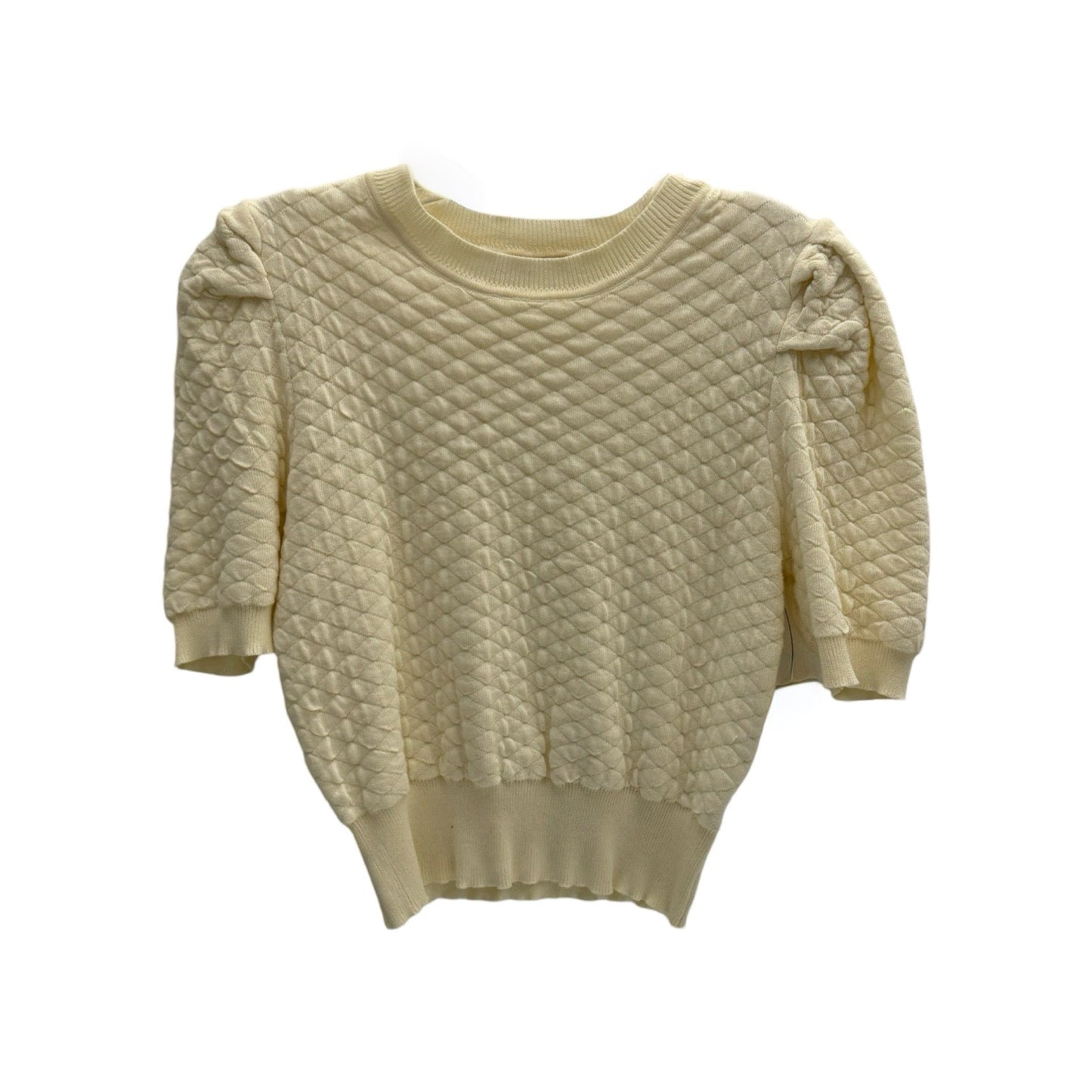 Yellow Top Short Sleeve Knit Mix, Size S