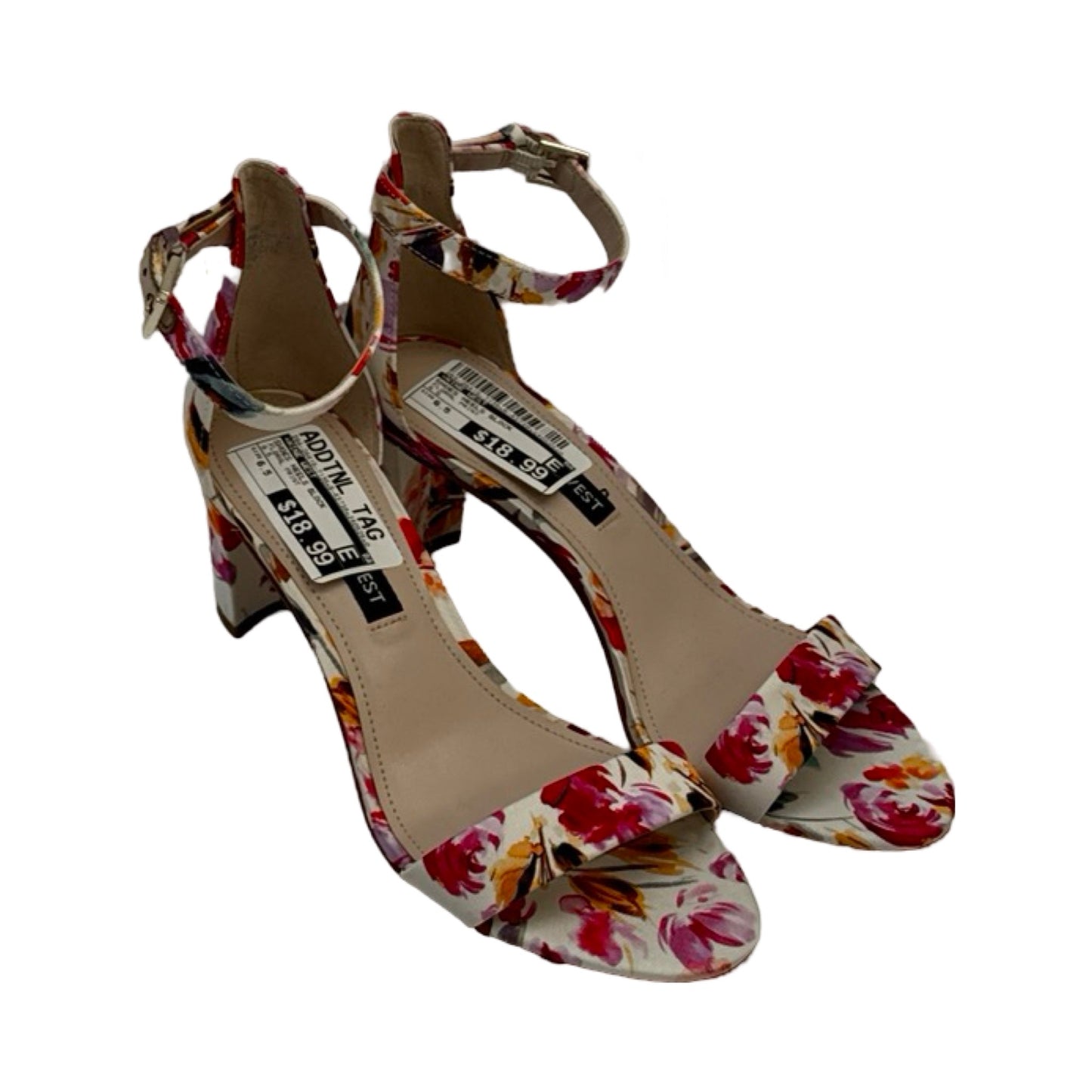 Floral Print Shoes Heels Block Nine West, Size 6.5