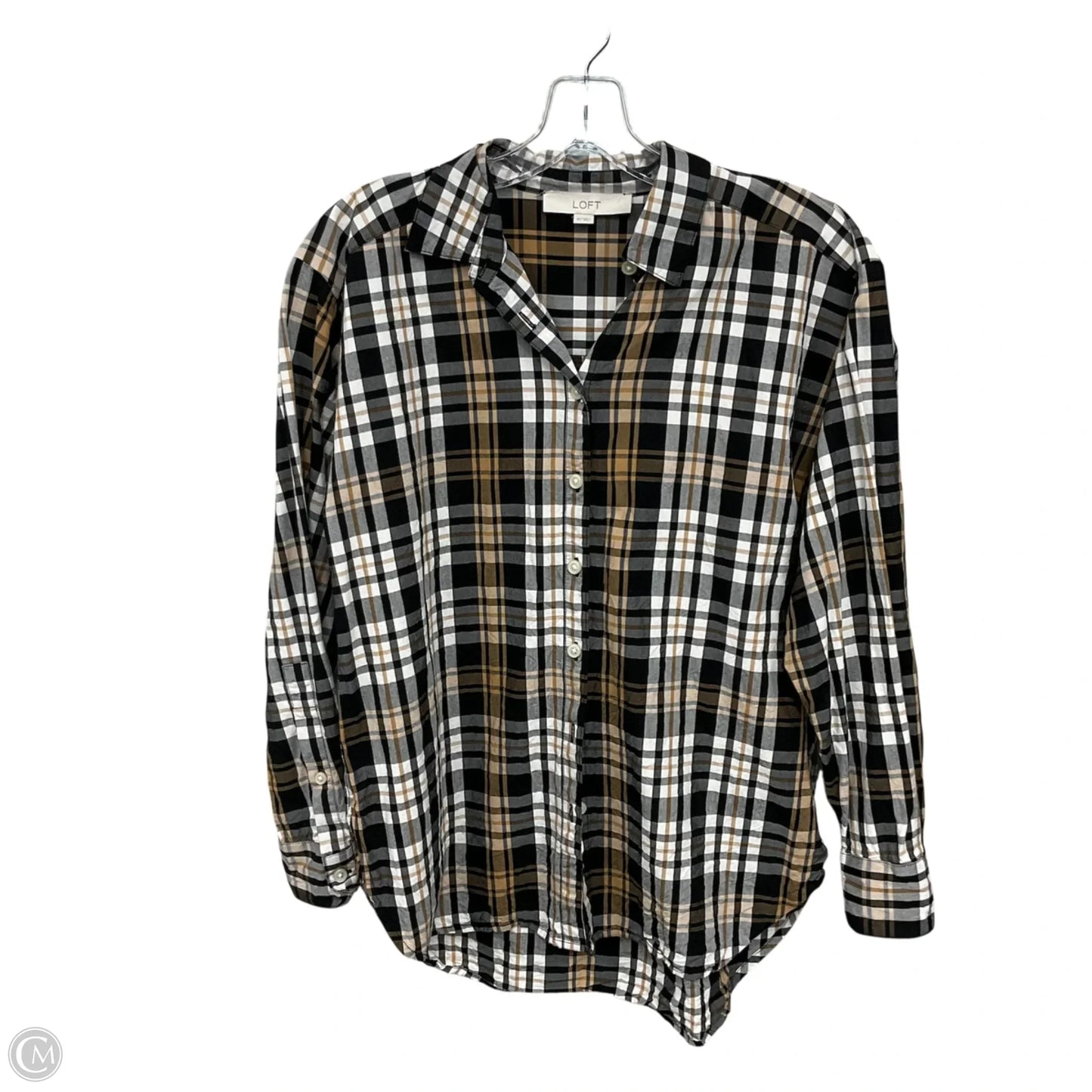 Top Long Sleeve By Loft In Plaid, Size: Xs